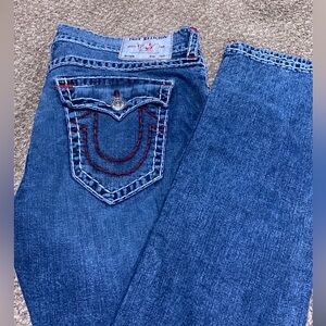 MENS TRUE RELIGION RICKY RELAXED STRAIGHT STITCH JEANS IN SIZE 38
